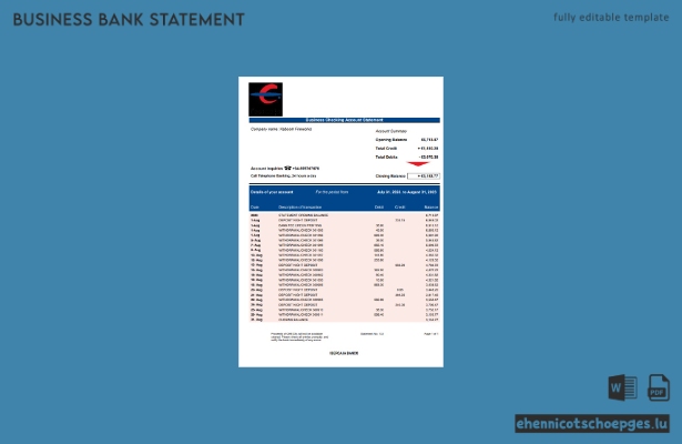 Ibercaja Bank Firmenkontoauszug (Word- und PDF-Beispiel)